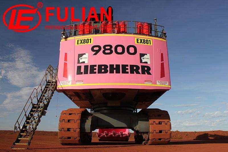 liebherr r 9800 excavator with pink counterweight and bucket joins roy hill’s fleet